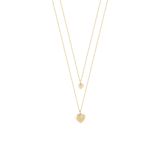 18K Yellow Gold Plated Sterling Silver 16"-18"Two Heart Pendant Necklace