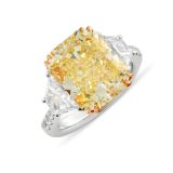 Weir Collection 18k White Gold 7.74ct Yellow Fancy Diamond Three Stone Ring