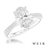 Platinum Lab Grown 2.00ct E VS1  Oval cut Lab Grown Diamond Dress Ring