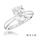 Platinum Lab Grown 2.58ct E VS1  Cushion cut Lab Grown Diamond Dress Ring