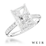 Platinum Lab Grown 2.03ct E VS1  Radiant cut Lab Grown Diamond Dress Ring