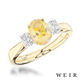 18k yellow gold 0.60ct Fancy Yellow VVS1  Oval cut Diamond Engagement Ring