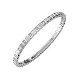 Photo of the Chopard Ice Cube 18k White Gold Diamond Bangle (858350-1004) with a sleek geometric design and dazzling diamonds