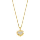 Photo of the Chopard Happy Diamonds Icons 18k Yellow Gold Heart Pendant Necklace (79A611-0001) with a heart-shaped design and three floating diamonds