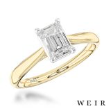 18k yellow gold 0.90ct D VS1  Emerald cut Diamond Engagement Ring