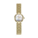 Photo of the Herbelin Perles 22mm Mother of Pearl Diamond Dial Quartz Yellow Gold PVD Watch 17433BP1N89, featuring a radiant gold-tone bracelet, lustrous MOP dial, and sparkling diamond hour markers