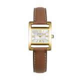 Photo of the Herbelin Ve Avenue 23.4x19mm Silver Dial Quartz Watch 17537P08GD, featuring a sleek rectangular stainless steel case, minimalist silver dial, and luxurious brown leather strap