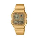 Edgy Vintage Gold Dial Digital Gold-Plated Stainless Steel Watch