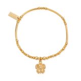 Chlobo Sheltered Glow Gold Plated Turtle Charm Bracelet featuring a detailed turtle charm symbolising protection and calm, on a beaded gold plated design.