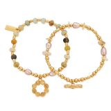 Chlobo Peace & Balance Gold Plated Mixed Stone Set of 2 Bracelets GBSETAPS3539, featuring radiant gold plated beads and calming semi-precious stones for a layered look that inspires tranquillity and balance.