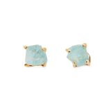 Chlobo Harmony Gold Plated Amazonite Stud Earrings GEST3543, featuring tranquil amazonite stones set in warm gold plating for a soothing yet radiant everyday look.