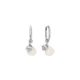 Chlobo Dream Waves White Shell Sterling Silver Oval Hoop Earrings SEH35143540, featuring polished sterling silver hoops with delicate white shell charms inspired by the ocean’s natural beauty.