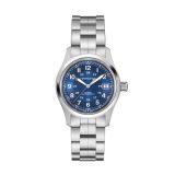 Photo of the Hamilton Khaki Field 38mm Blue Dial Automatic Watch H70455140, featuring a striking blue dial, luminous numerals, and a robust stainless steel bracelet