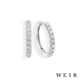 Platinum Round brilliant cut Diamond Hoop Earrings