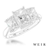 Platinum Lab Grown 1.55ct E VS1  Radiant cut Lab Grown Diamond Dress Ring