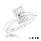 Platinum Lab Grown 1.58ct E VS1  Radiant cut Lab Grown Diamond Dress Ring