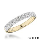 18k yellow gold Round brilliant cut diamond line band