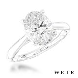Platinum Lab Grown 2.03ct E VS1  Oval cut Lab Grown Diamond Dress Ring