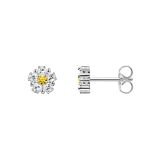 White Crystal Daisy Sterling Silver Stud Earrings