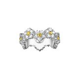 White Crystal Daisy Sterling Silver Ring Size 56