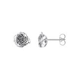 Midnight Rose Sterling Silver Stud Earrings