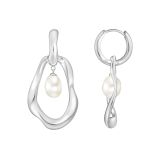 Natural Beauty Sterling Silver & Freshwater Pearl Hoop Earrings