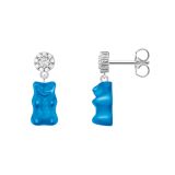 Blue Haribo Gummy Bear Sterling Silver Crystal Stud Earrings