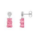 Pink Haribo Gummy Bear Sterling Silver Crystal Stud Earrings