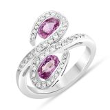 18k White Gold, Pink Sapphire and Diamond Ring