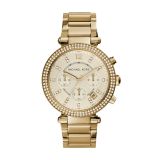Parker 39mm, Golden Dial, Quartz Movement, Stainless Steel & Gold PVD Chronograph Watch
