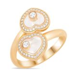 Happy Diamonds 18k Rose Gold Double Heart Ring