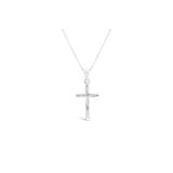 Children's Sterling Silver Medium Polished Fancy Engraved Cross Pendant Necklace
