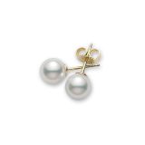 Mikimoto 18K Yellow Gold Pearl Stud Earrings
