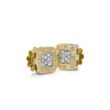 Roberto Coin Pois Moi 18k Yellow Gold and Diamond Square Studs