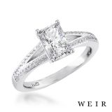 Platinum 0.84ct F VVS2 Radiant Cut Diamond Engagement Ring