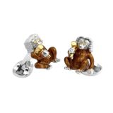 Brown Judge Monkey Sterling Silver Cufflinks