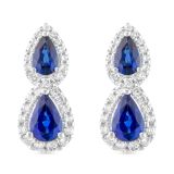 18k White Gold Sapphire and Diamond Drop Earrings