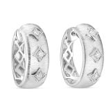 18k White Gold Oval Hoop Earrings with Diamonds