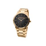 Genuine 39mm Black Dial Quartz Movement Stainless Steel Watch