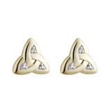 14CT Yellow Gold & Diamond Trinity Knot Stud Earrings