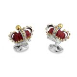 Red Crown Sterling Silver Cufflinks