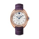 CLÉ de Cartier 35mm, Silver Dial, Automatic Movement, 18k Rose Gold Case, Leather Strap Watch