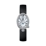 Reine De Naples 8928, 33x24.95mm, Mother of Pearl Dial, Automatic Movement, 18k White Gold Diamond Case, Leather Strap Watch