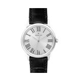 Elite Classic Stainless-Steel Automatic Leather Strap Watch
