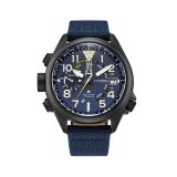 Phot of  the Citizen Promaster Altichron 47mm, Blue Dial, Black Ion Plated Super Titanium Case, Blue Nylon Strap, Eco-Drive Watch BN4065-07L