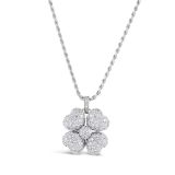 Weir Collection 18k White Gold Shamrock Diamond Pendant PDB02378
