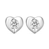 Platinum and Diamond Heart Earrings