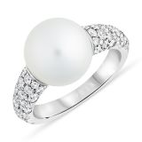 Mikimoto 18k White Gold Pearl and Diamond Ring