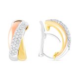 18k Yellow Three Colour Russian Style 0.9ct Diamond Earrings