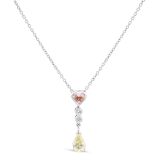 Pink, Yellow and White Diamond Necklace